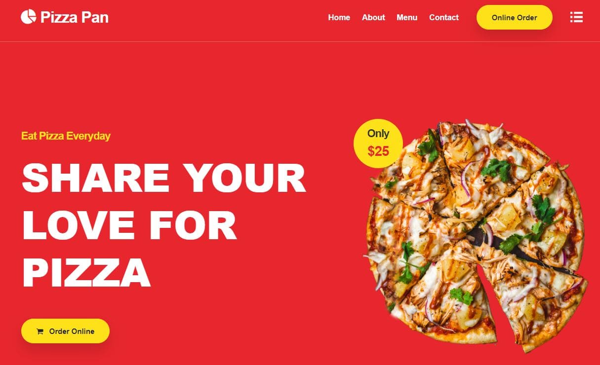 Haftanın Ücretsiz Responsive Restaurant-Pizza  Teması#27